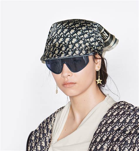 Dior Oblique Silk Visor Navy Blue Silk Twill 